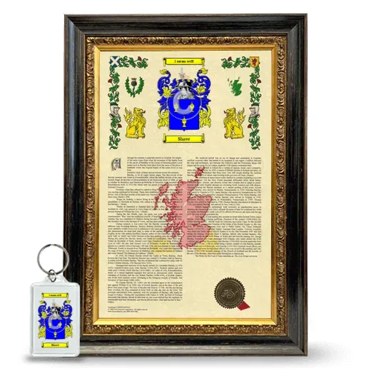 Shave Framed Armorial History and Keychain - Heirloom