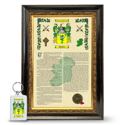 Sheridan Framed Armorial History and Keychain - Heirloom