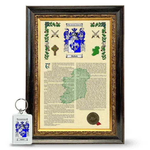 Shylock Framed Armorial History and Keychain - Heirloom