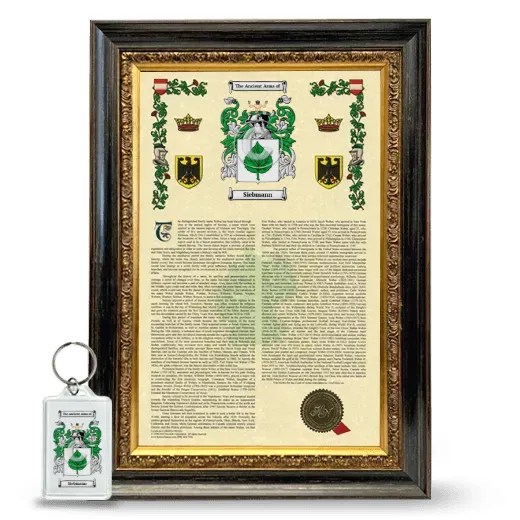 Siebmann Framed Armorial History and Keychain - Heirloom