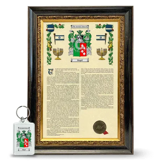 Siegel Framed Armorial History and Keychain - Heirloom