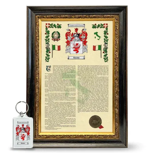 Simons Framed Armorial History and Keychain - Heirloom