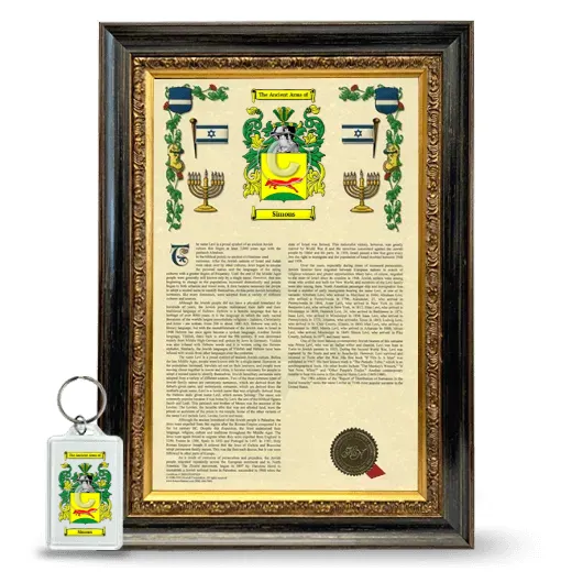 Simons Framed Armorial History and Keychain - Heirloom
