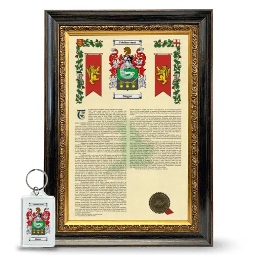 Singar Framed Armorial History and Keychain - Heirloom