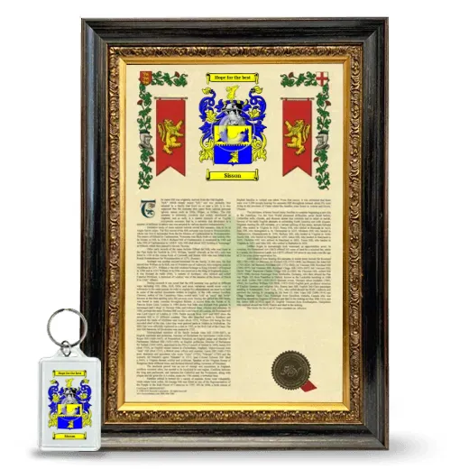 Sisson Framed Armorial History and Keychain - Heirloom