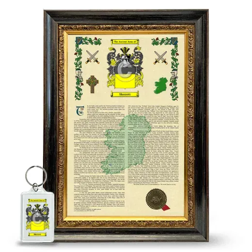 Skerrett Framed Armorial History and Keychain - Heirloom