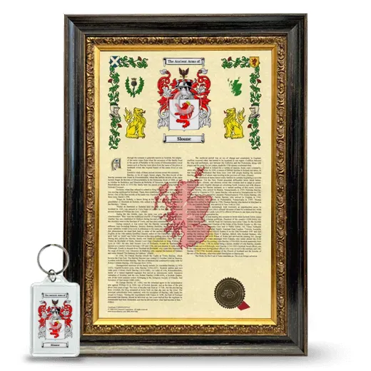 Sloane Framed Armorial History and Keychain - Heirloom