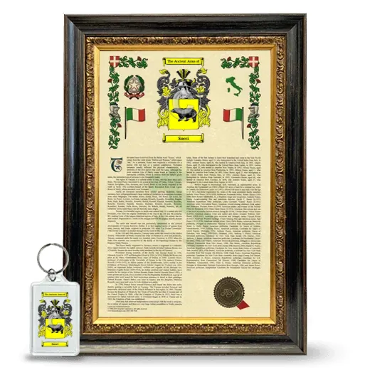 Socci Framed Armorial History and Keychain - Heirloom