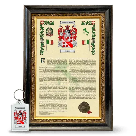 Sodano Framed Armorial History and Keychain - Heirloom