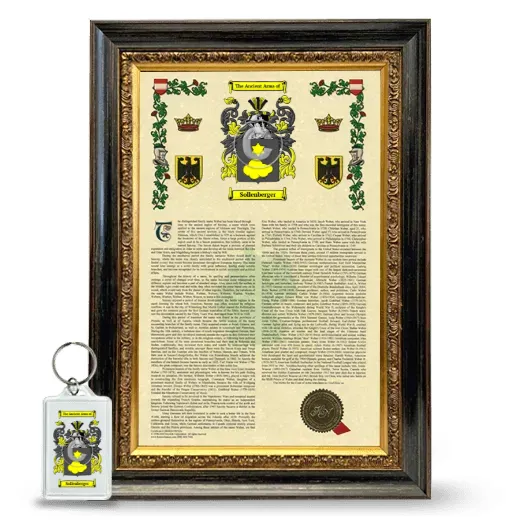 Sollenberger Framed Armorial History and Keychain - Heirloom