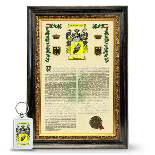Sperman Framed Armorial History and Keychain - Heirloom