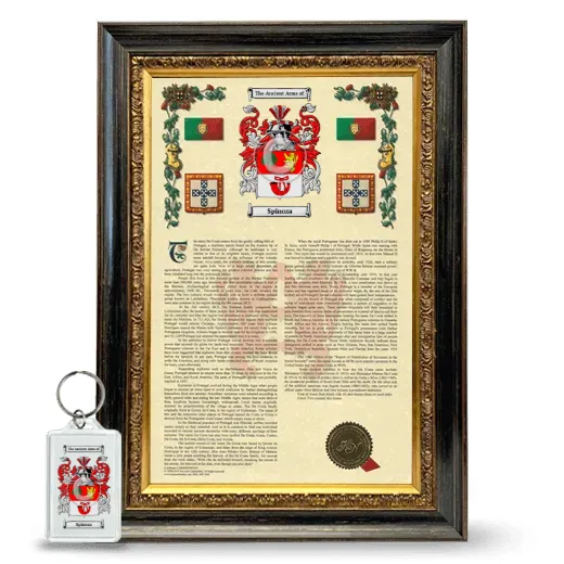 Spinoza Framed Armorial History and Keychain - Heirloom