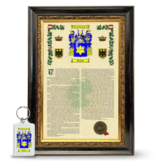 Stearns Framed Armorial History and Keychain - Heirloom