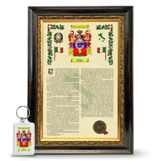 Stefan Framed Armorial History and Keychain - Heirloom