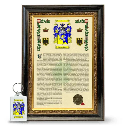 Stettenberg Framed Armorial History and Keychain - Heirloom