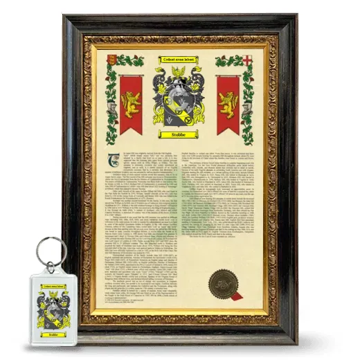 Stobbe Framed Armorial History and Keychain - Heirloom