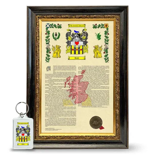 Stott Framed Armorial History and Keychain - Heirloom