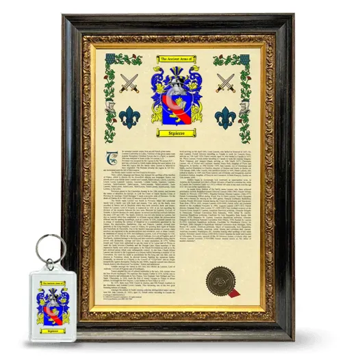 Stpierre Framed Armorial History and Keychain - Heirloom