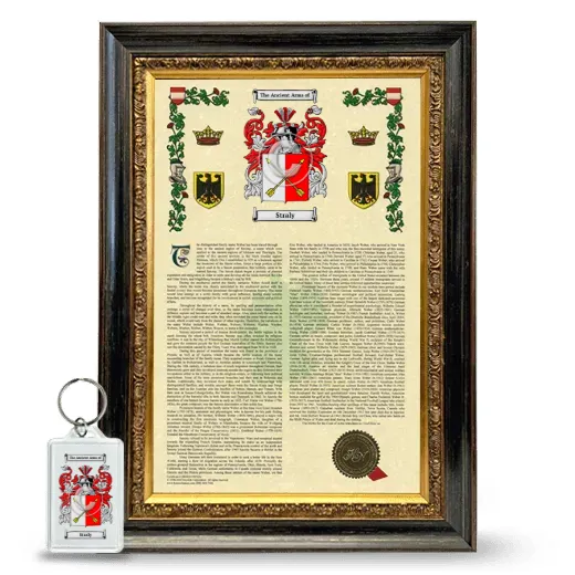 Straly Framed Armorial History and Keychain - Heirloom