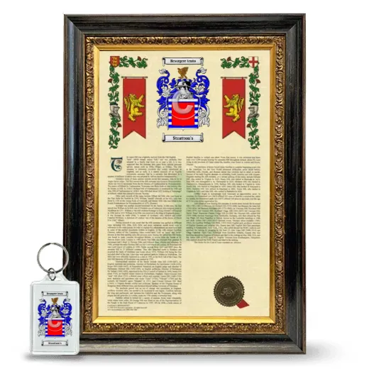 Stratton's Framed Armorial History and Keychain - Heirloom
