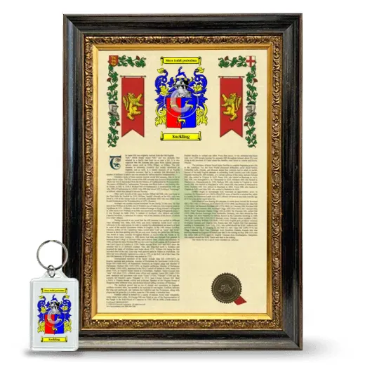 Suckling Framed Armorial History and Keychain - Heirloom
