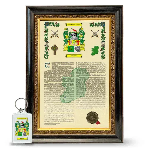 Sulivan Framed Armorial History and Keychain - Heirloom