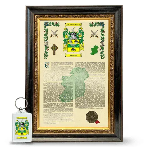 Swinney Framed Armorial History and Keychain - Heirloom