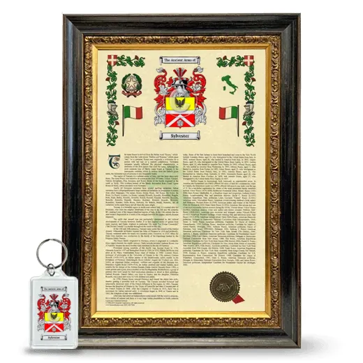 Sylvester Framed Armorial History and Keychain - Heirloom