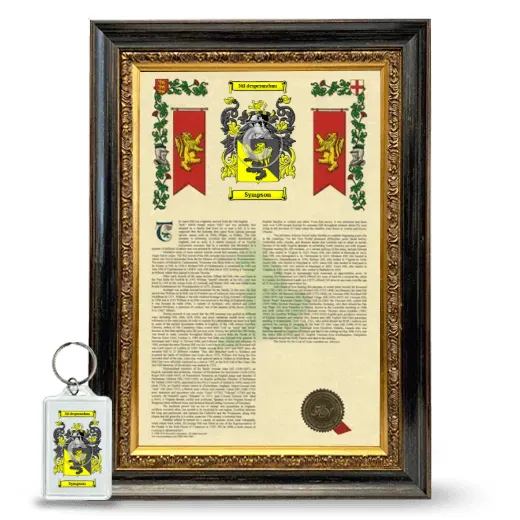 Sympson Framed Armorial History and Keychain - Heirloom