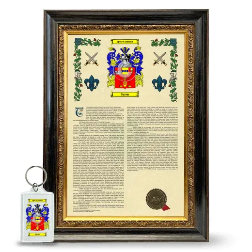 Syron Framed Armorial History and Keychain - Heirloom