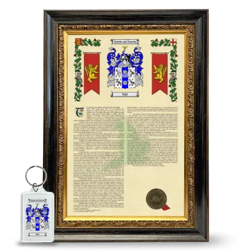 Tait Framed Armorial History and Keychain - Heirloom