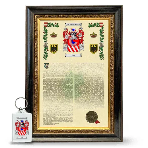 Teel Framed Armorial History and Keychain - Heirloom