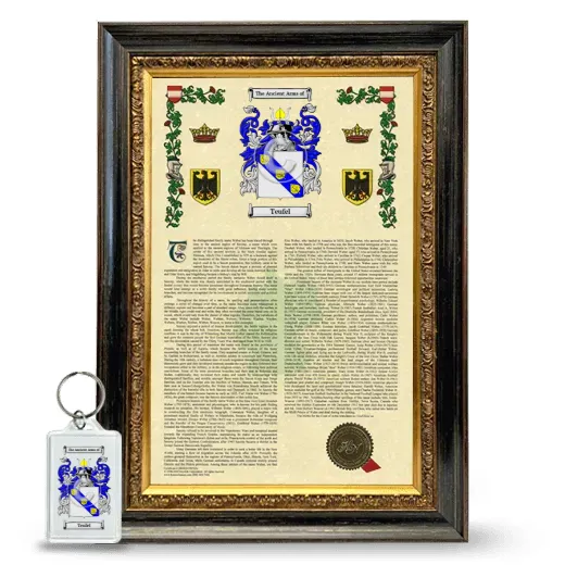 Teufel Framed Armorial History and Keychain - Heirloom