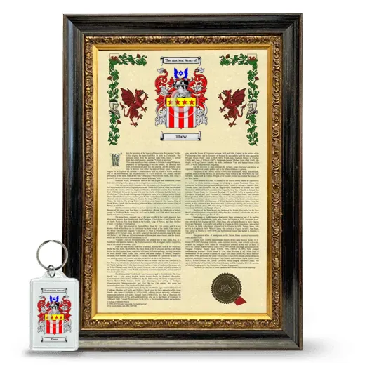 Thew Framed Armorial History and Keychain - Heirloom