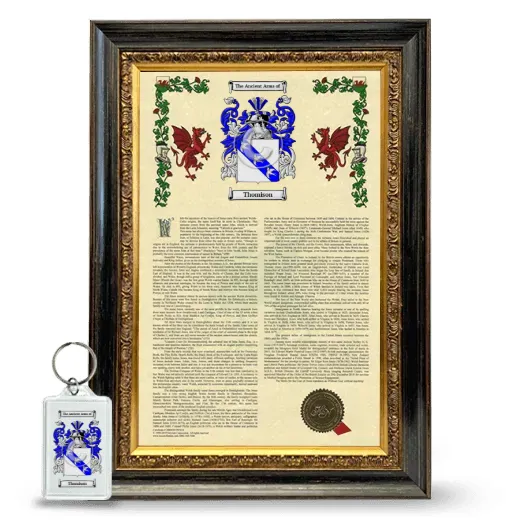 Thomison Framed Armorial History and Keychain - Heirloom