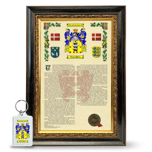 Thorvaldsen Framed Armorial History and Keychain - Heirloom