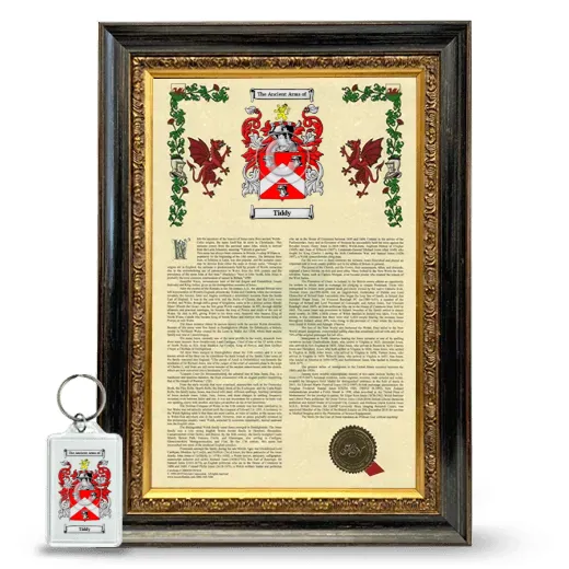 Tiddy Framed Armorial History and Keychain - Heirloom