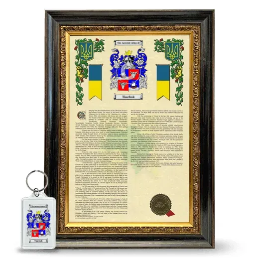 Tkachuk Framed Armorial History and Keychain - Heirloom