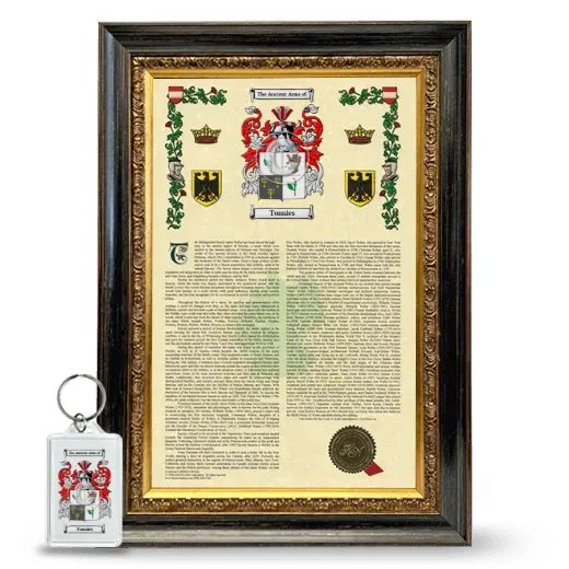 Tonnies Framed Armorial History and Keychain - Heirloom