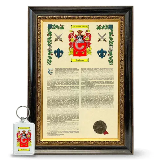 Toulouse Framed Armorial History and Keychain - Heirloom