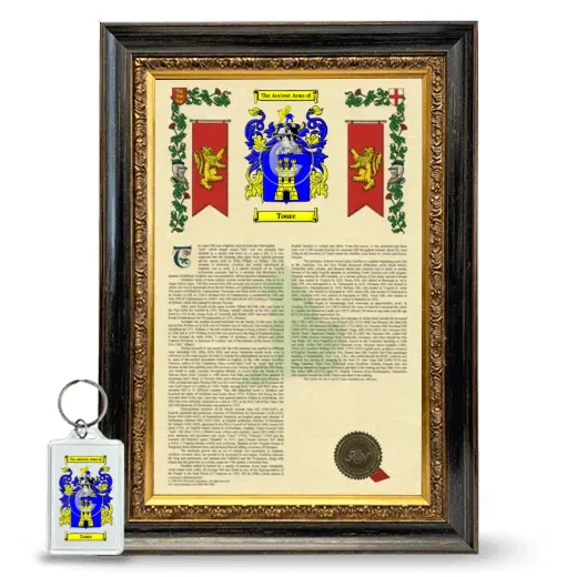 Toure Framed Armorial History and Keychain - Heirloom