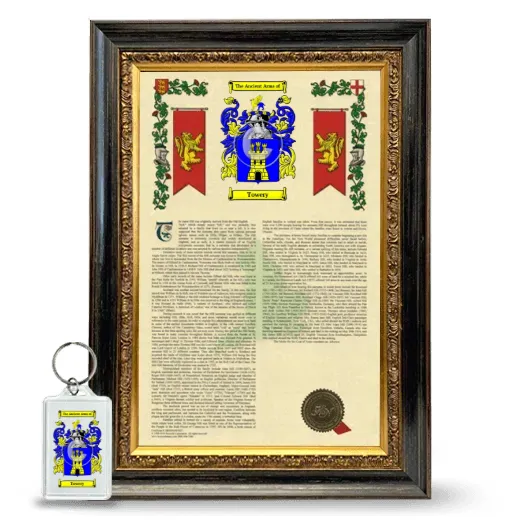 Towery Framed Armorial History and Keychain - Heirloom