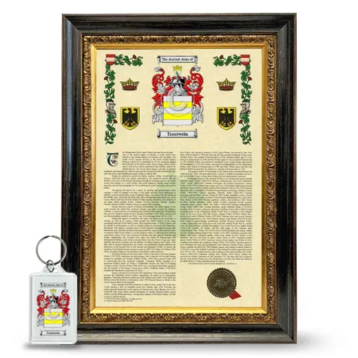 Trautwein Framed Armorial History and Keychain - Heirloom