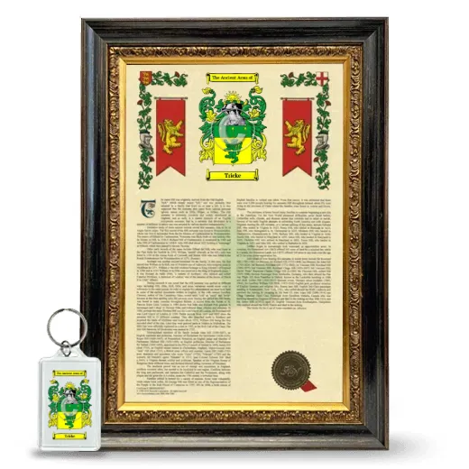 Tricke Framed Armorial History and Keychain - Heirloom