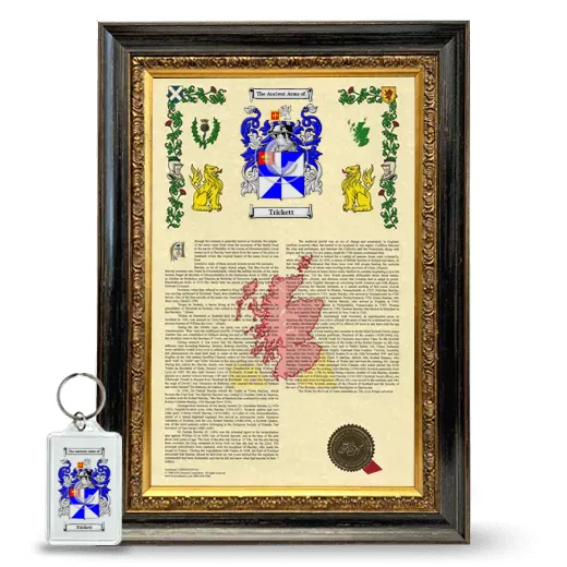 Trickett Framed Armorial History and Keychain - Heirloom