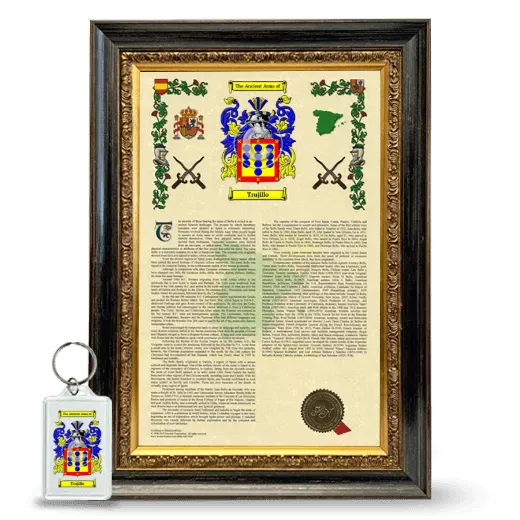 Trujillo Framed Armorial History and Keychain - Heirloom
