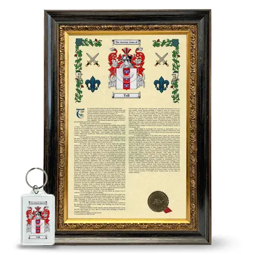 Tull Framed Armorial History and Keychain - Heirloom