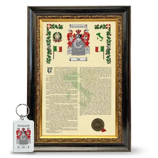 Ugi Framed Armorial History and Keychain - Heirloom