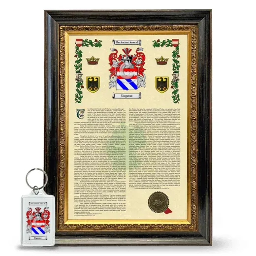 Ungerer Framed Armorial History and Keychain - Heirloom