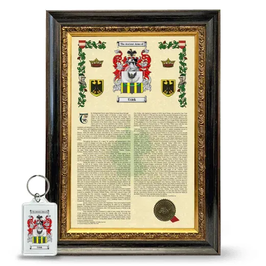 Urick Framed Armorial History and Keychain - Heirloom